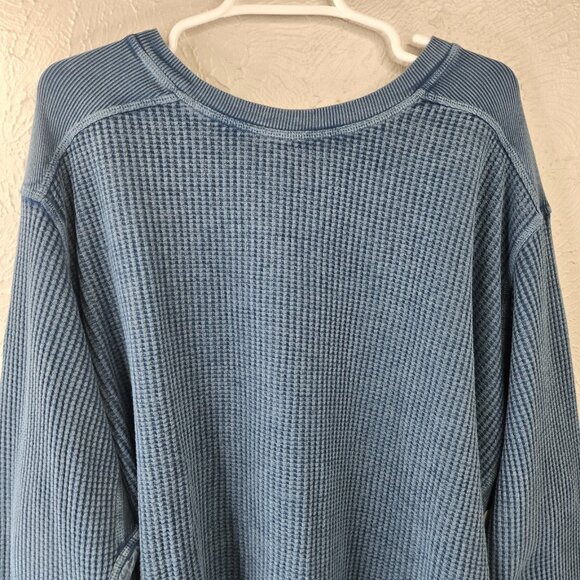 Free People One Blake Thermal Shirt XL Blue Oversized Relaxed Fit Streetwear NWT - Picture 3 of 14